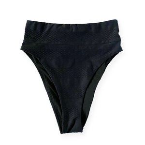 Aerie Jacquard High Cut Cheeky Bikini Bottom - Black